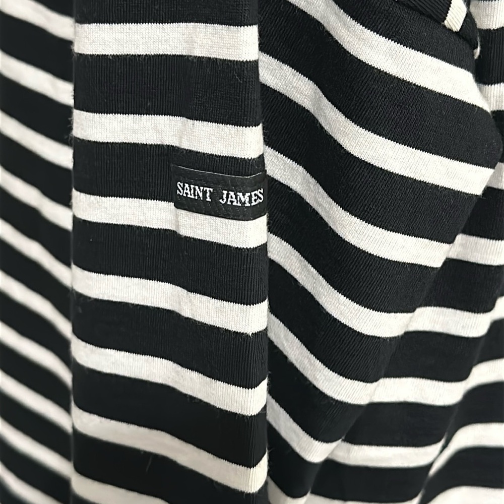 Saint James® X J.Crew Structured T-shirt in Tilly Stripe Black Natural - Picture 6 of 9